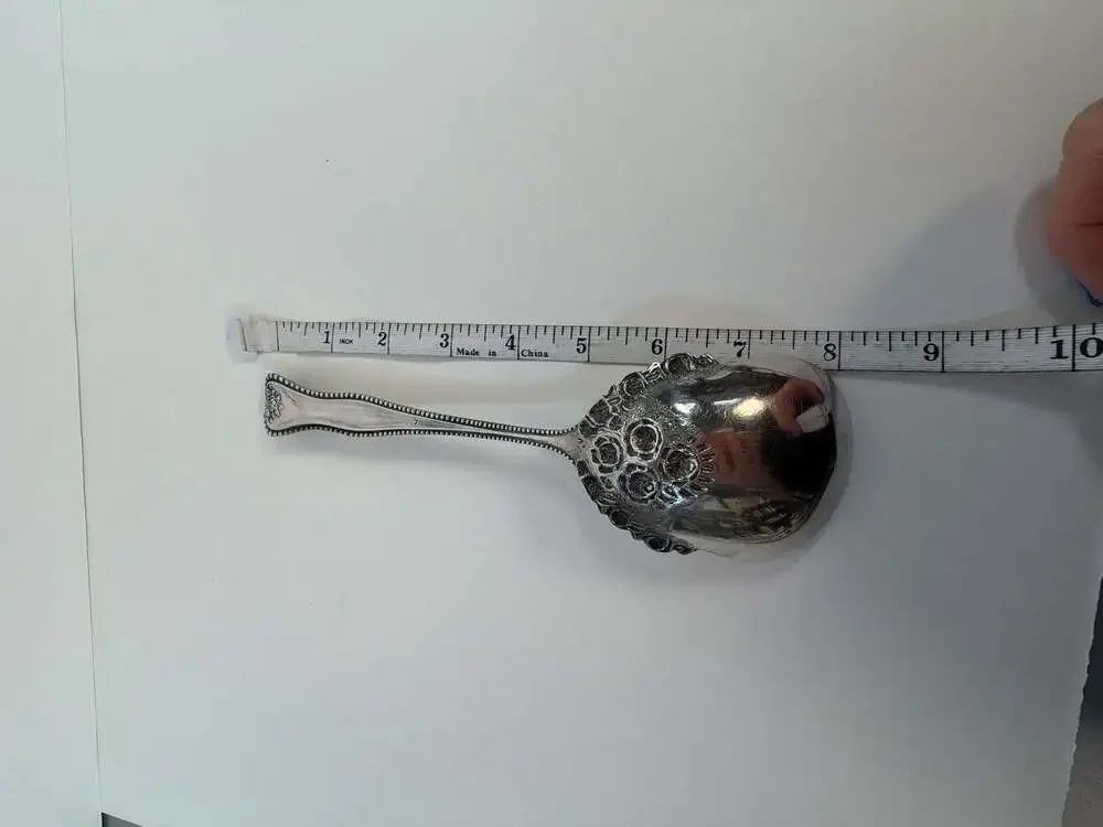 Vintage Silver Plated Floral Repousse Serving Spoon